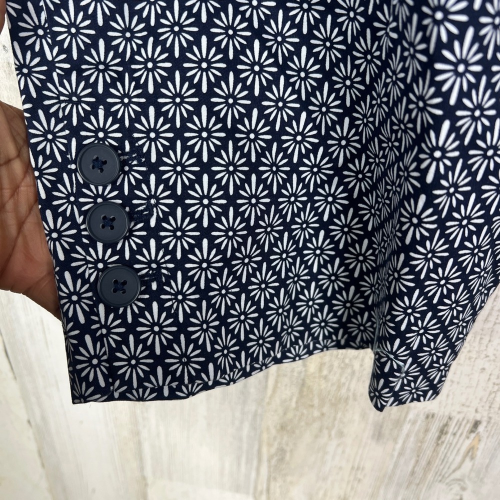 NEW Talbots Skimmer Pants 24W Navy Blue White Floral Daisy Cotton Stretch - Picture 8 of 16